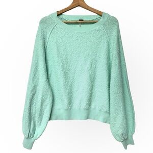 Free People Found My Friend Boucle Pullover Oversized Sweater Mint Green Small